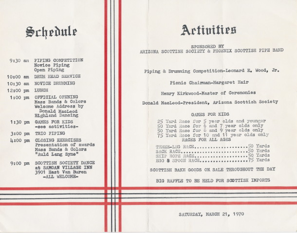 Scottish Games Program from 1970